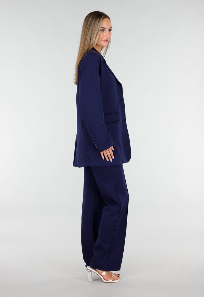 Donkerblauwe Oversized Basic Stretch Blazer