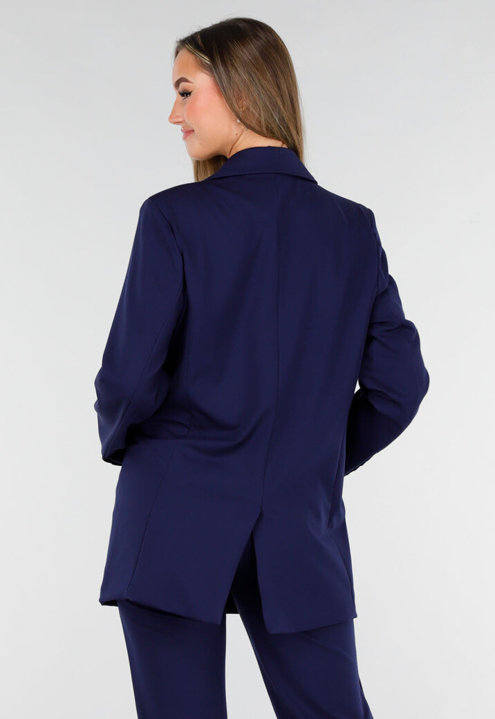 Donkerblauwe Oversized Basic Stretch Blazer
