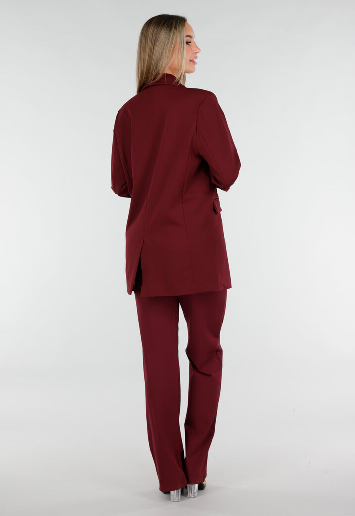 Burgundy Stretch Blazer met Schoudervullingen