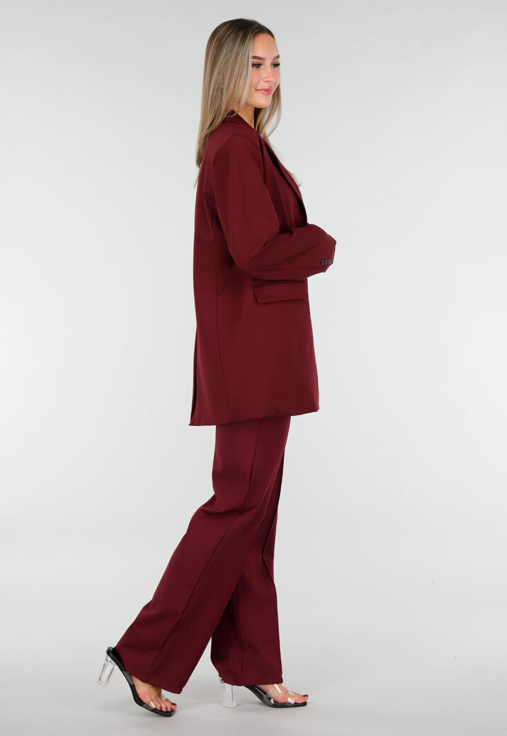 Burgundy Stretch Blazer met Schoudervullingen