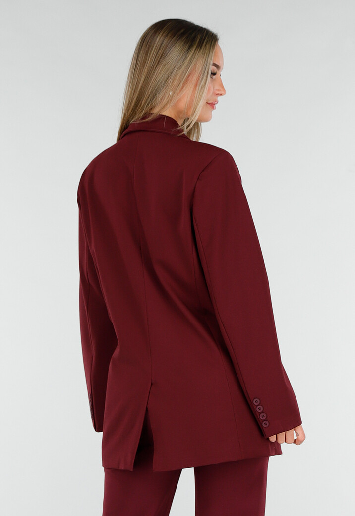Burgundy Stretch Blazer met Schoudervullingen