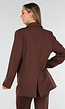 Bruine Oversized Stretch Blazer met Schoudervullingen
