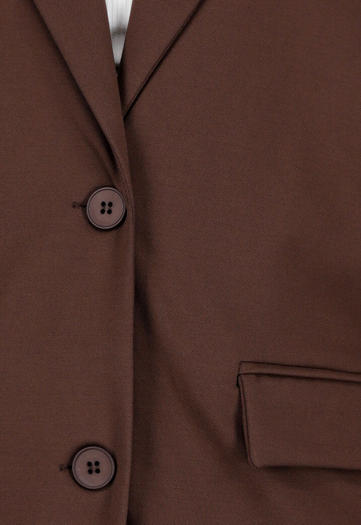 Bruine Oversized Stretch Blazer met Schoudervullingen