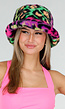 Multicolor Teddy Bucket Hat met Leopardprint