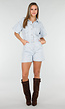 Lichtblauwe Denim Playsuit met Korte Mouwen
