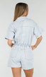 Lichtblauwe Denim Playsuit met Korte Mouwen