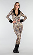 Leopard Print Jumpsuit met Bontkraag