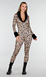 Leopard Print Jumpsuit met Bontkraag