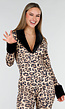 Leopard Print Jumpsuit met Bontkraag