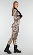 Leopard Print Jumpsuit met Bontkraag