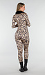 Leopard Print Jumpsuit met Bontkraag
