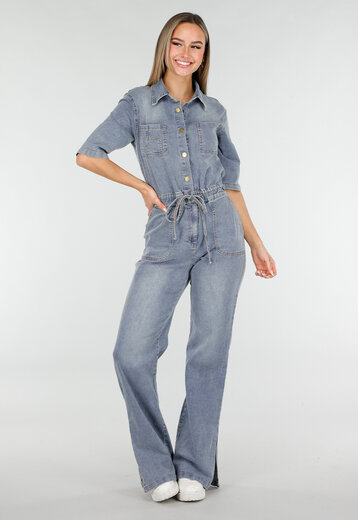 Denim Jumpsuit Korte Mouwen