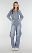 Denim Cargo Jumpsuit Blauw