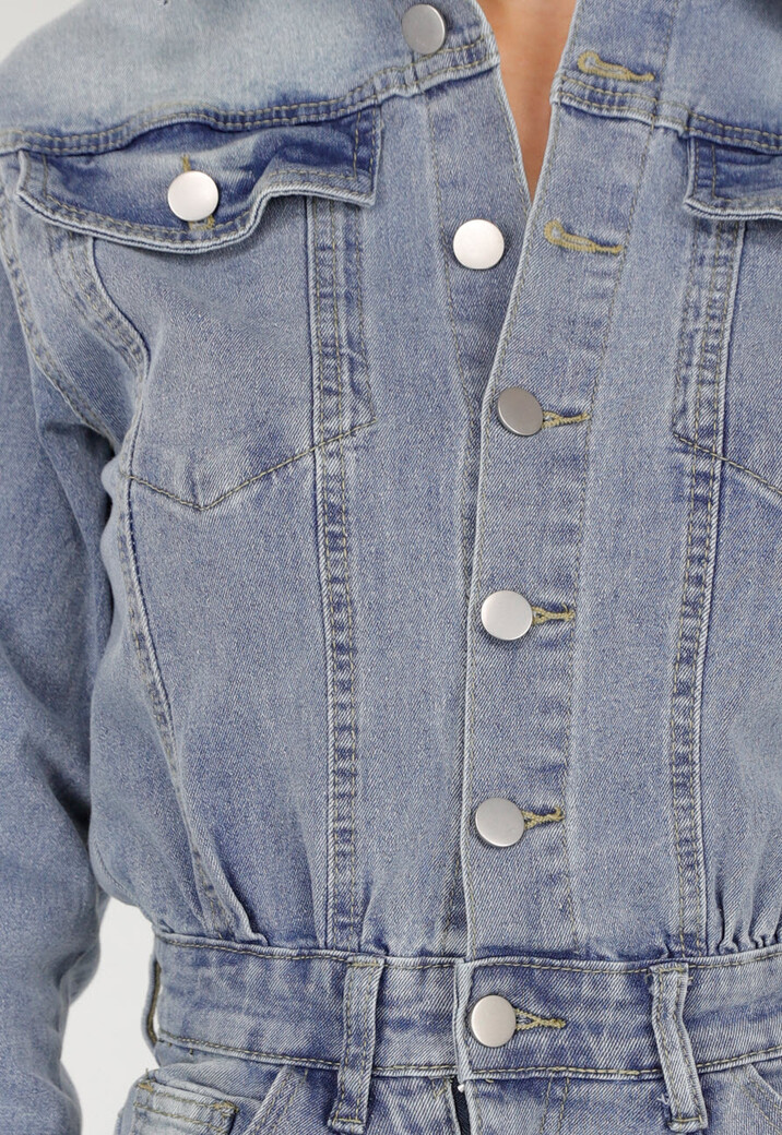 Denim Cargo Jumpsuit Blauw