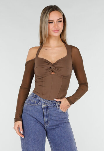 Bruine One Shoulder Mesh Top