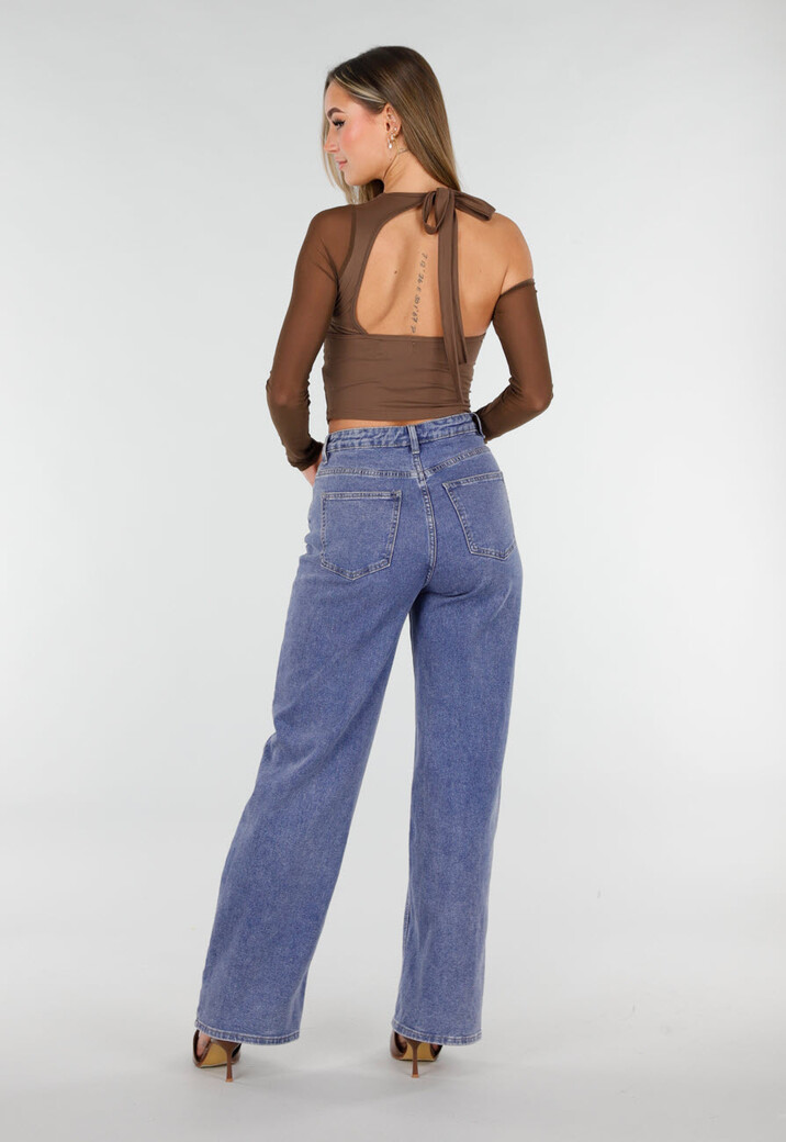 Bruine Crop Top met Gedraaide Voorzijde