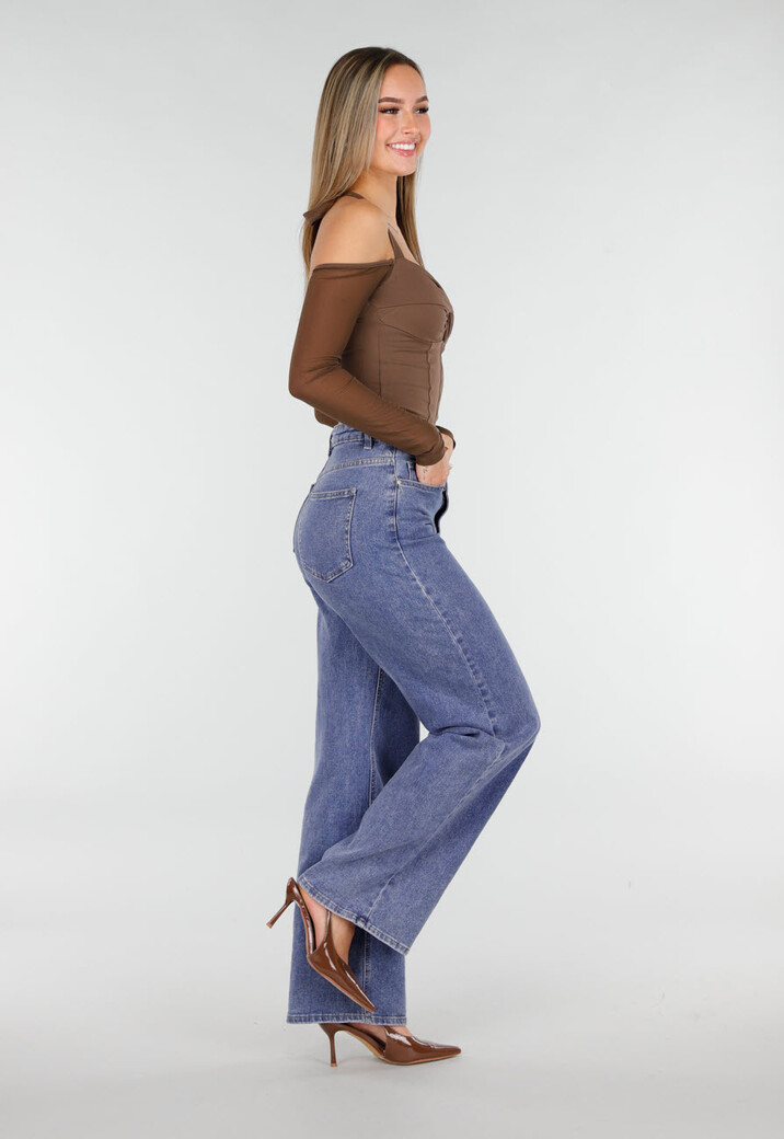 Bruine Crop Top met Gedraaide Voorzijde