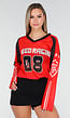 Rode Mesh Jersey Top met Lange Mouwen
