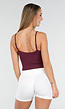 Bordeaux Sport Top met Spaghettibandjes en Pads