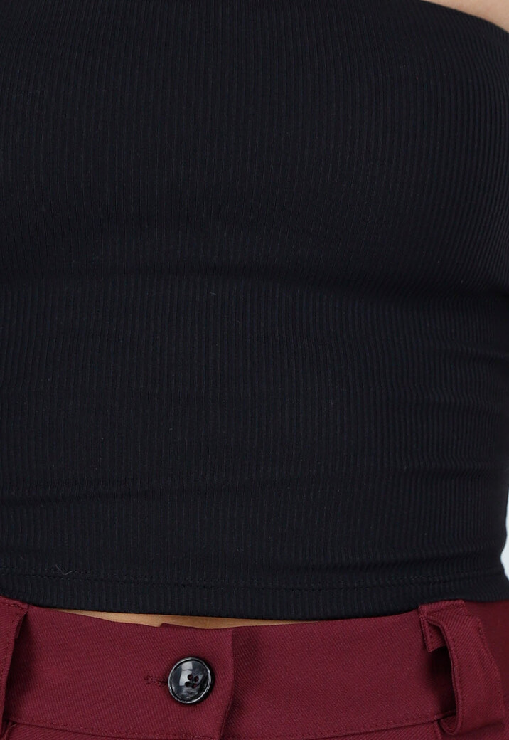 Zwarte Bandeau Crop Top met Pads