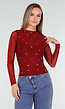 Bordeauxrode Mesh Top met Studs