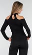 Cold Shoulder Peplum Top met Choker Zwart