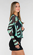 Groene Mesh Top met Zebraprint en Lange Mouwen