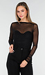 Zwarte Mesh Body met Lange Mouwen