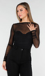 Zwarte Mesh Body met Lange Mouwen