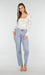 Witte Kanten Stretch Top met Lange Mouwen