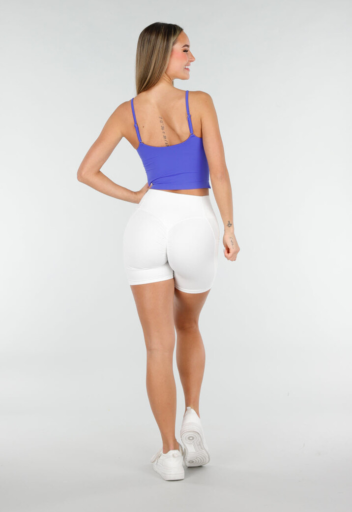Witte Korte Sportlegging met Stretch