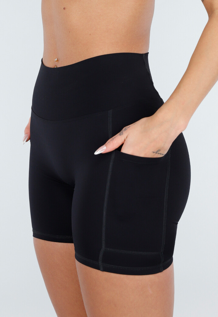 Zwarte Korte Sportlegging met Stretch