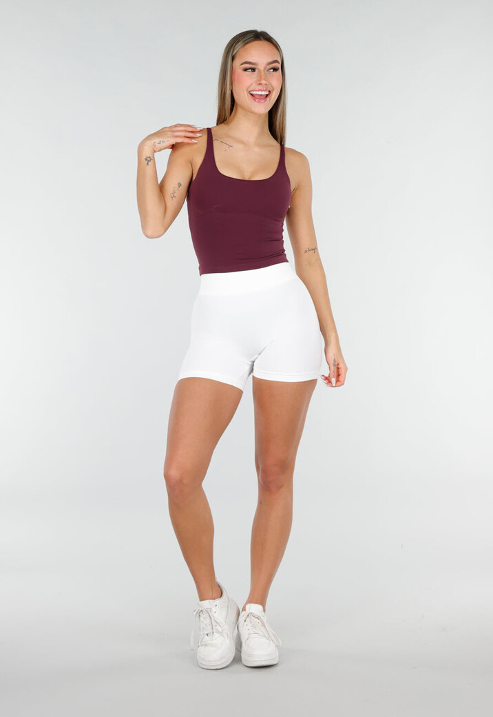 Witte High Waist Sport Short met Stretch