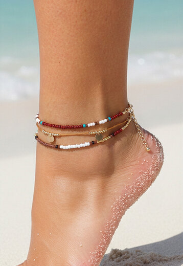 3-Delige Enkelbandjes Set met Multicolor Rocailles Kraaltjes