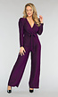Paarse Glitter Puff Jumpsuit met Tailleband