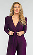 Paarse Glitter Puff Jumpsuit met Tailleband