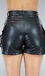 Zwarte Lederlook Cargo Short met Hoge Taille