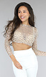 Gouden Longsleeve Mesh Top met Parels