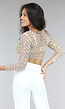 Gouden Longsleeve Mesh Top met Parels