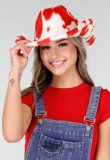 Rode Koeienprint Cowboyhoed