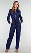 Denim Jumpsuit met Strikceintuur Blauw