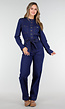 Denim Jumpsuit met Strikceintuur Blauw