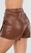 Lederlook Skort Bruin