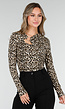Luipaardprint Top met Lange Mouwen en Ringdetail