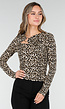 Luipaardprint Top met Lange Mouwen en Ringdetail
