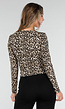 Luipaardprint Top met Lange Mouwen en Ringdetail