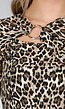 Luipaardprint Top met Lange Mouwen en Ringdetail
