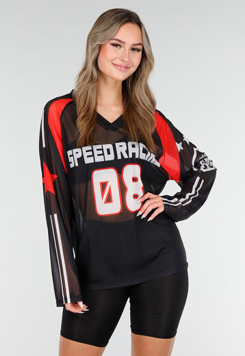 Zwarte Mesh Longsleeve Jersey