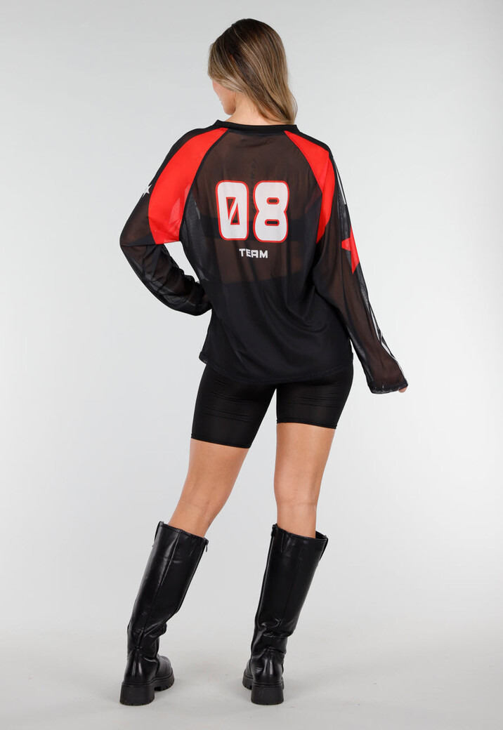 Zwarte Jersey Top met Lange Mouwen en Print