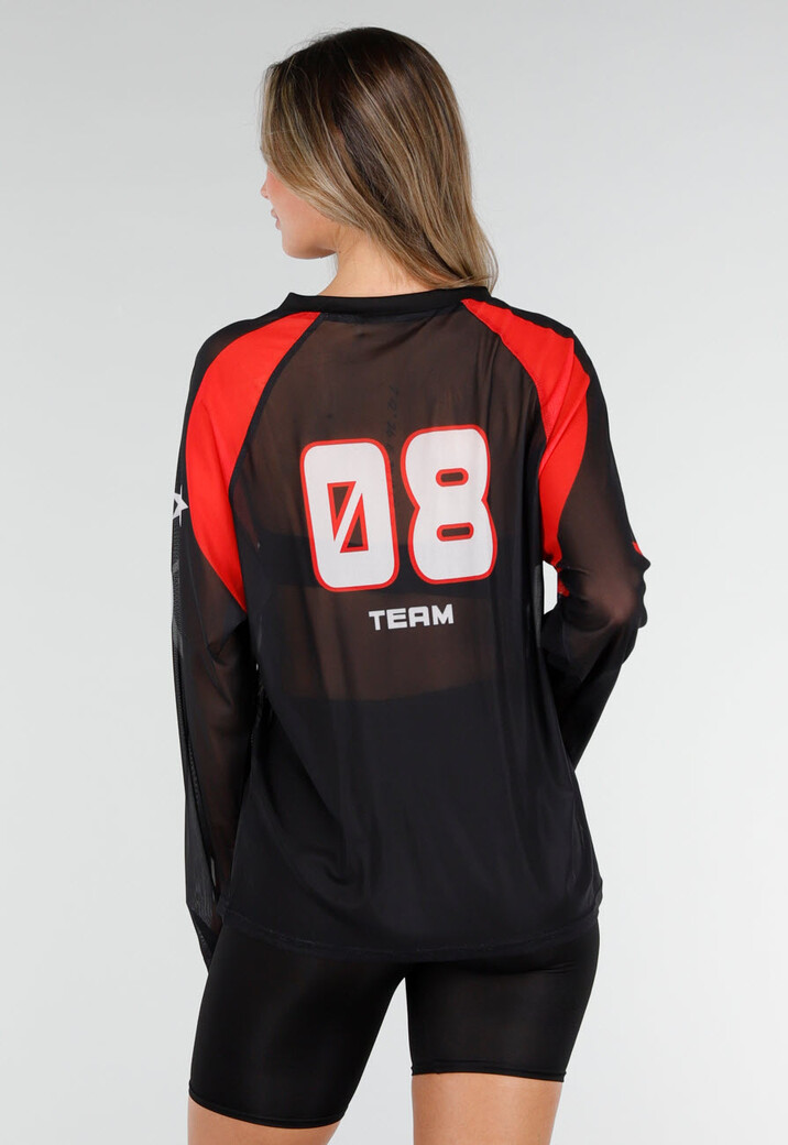 Zwarte Jersey Top met Lange Mouwen en Print